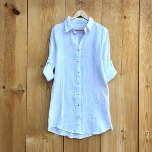 4Our Dreamers White Gauze Dress Swimsuit Coverup Sz Small